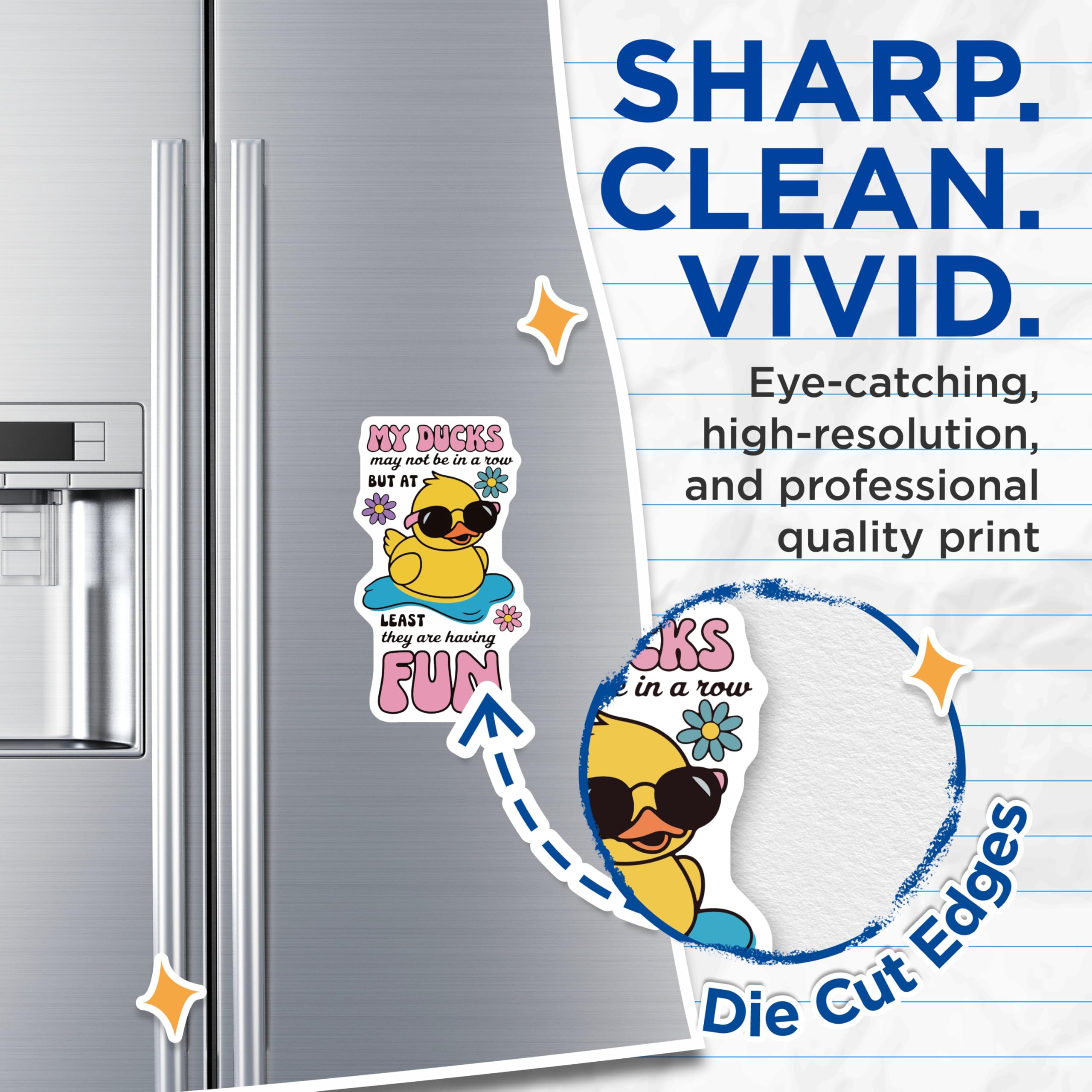 (2 Pack) Funny Ducks Magnets - Having Fun - Cool Duck with Sunglasses - 5" On Longest Side - Premium Magnet - for Cars, Refrigerators, Toolboxes, Lockers - Made in USA - MAG14187
