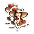 (2 Pack) Feminine Fashion Art Stickers - I'm Not for Everyone Quote - Elegant Woman Wearing Hat and Holding Rose - 5" On Longest Side - Sticks to Smooth Flat Surfaces - Made in USA - BMCS9042