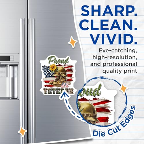 (2 Pack) Proud Veteran Magnets Magnets - Military Decor - American Soldier Tribute - 5" On Longest Side - Made in USA - Sticks to Refrigerators & Metal Surfaces - MAG8368