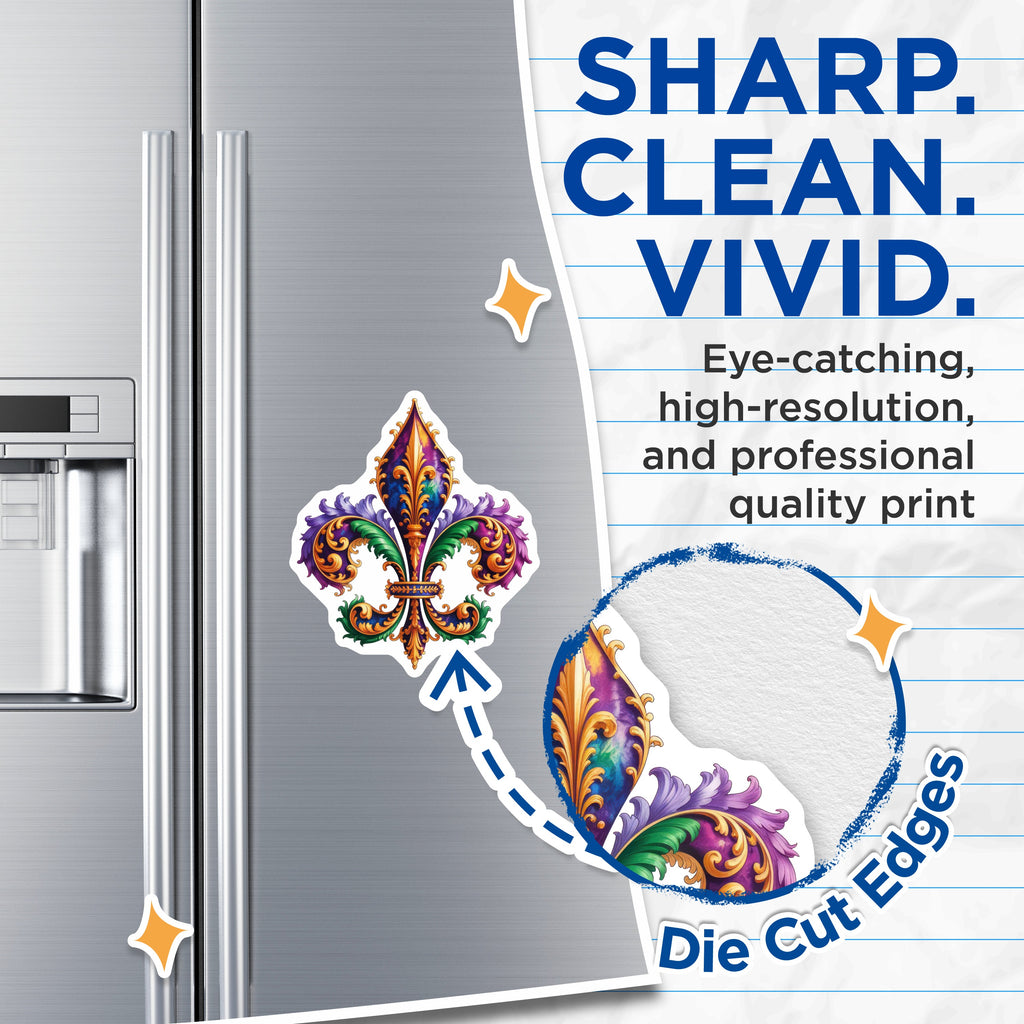 (2 Pack) Fleur de Lis Magnets - Mardi Gras Decor - New Orleans Souvenir - French Refrigerator Art - 5 Inches On Longest Side - Thick Durable Magnet - Made in USA - MAG37742