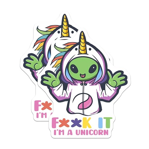(2 Pack) F*ck It I'm A Unicorn Magnets - Rainbow Unicorn Alien - 5" On Longest Side - for Cars, Fridges, Toolboxes - Made in USA - MAG7768