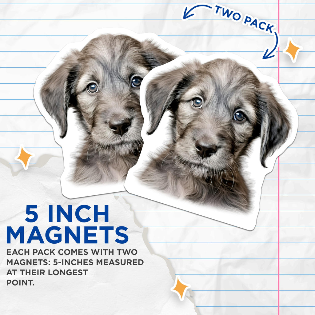 (2 Pack) Cute Scruffy Puppy Magnets - Dog Owner Refrigerator Decor - Pet Parent Animal Enthusiast - 5 Inches On Longest Side - Thick Durable Magnet - Made in USA - MAG29926