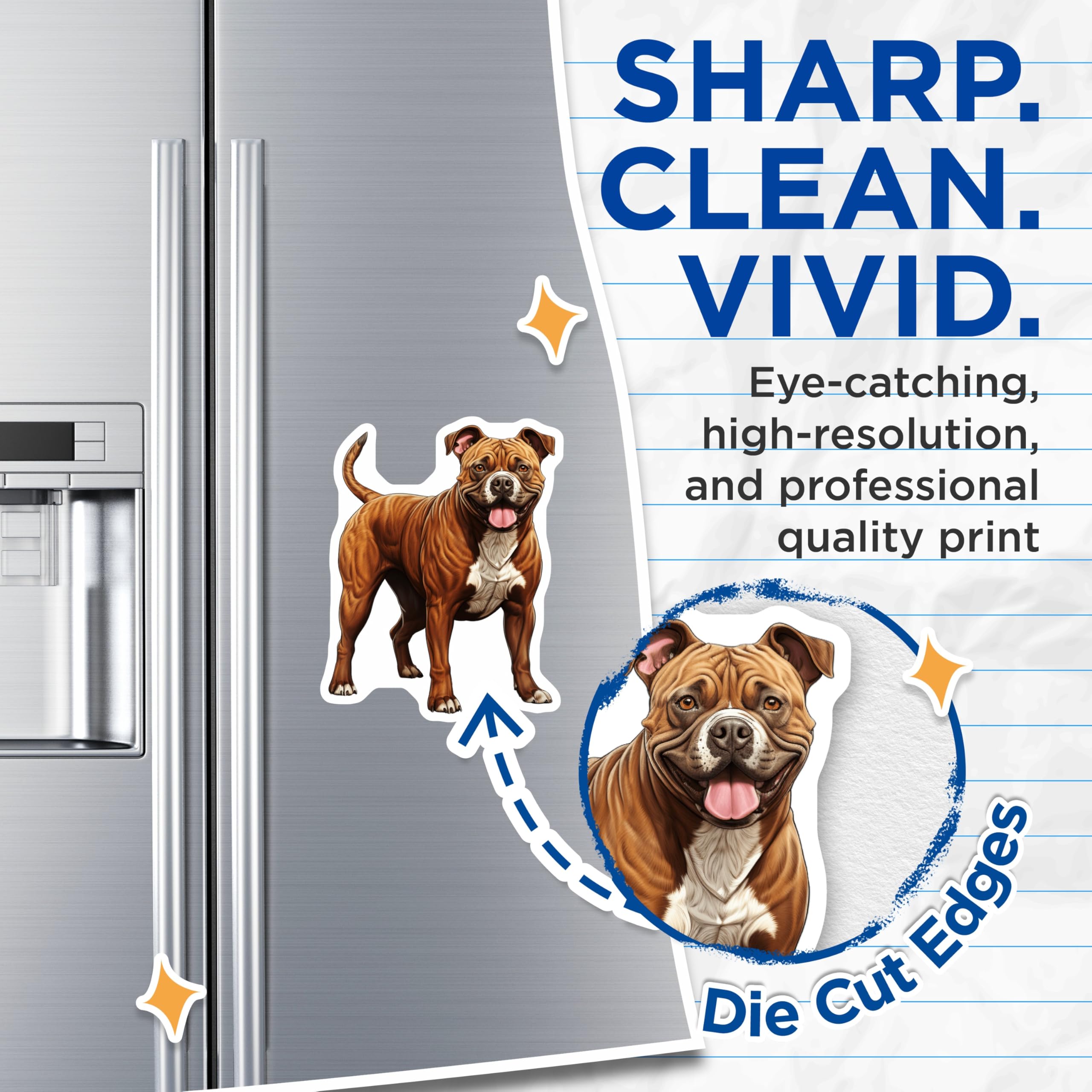 (2 Pack) American Bulldog Magnets - Bully Breed Dog Lover - Happy Dog Art - Pet Parent Refrigerator Decor - 5 Inches On Longest Side - Thick Durable Magnet - Made in USA - MAG25508