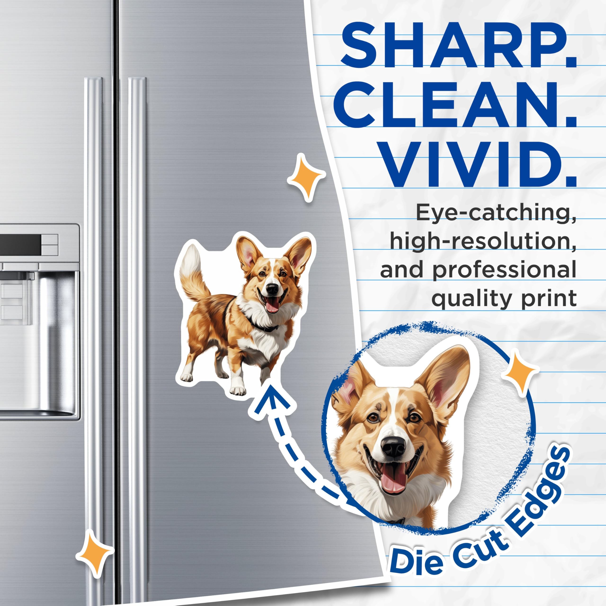 (2 Pack) Corgi Magnets - Adorable Dog Magnets - Pet Lover Decor - Fridge Locker Display - 5 Inches On Longest Side - Thick Durable Magnet - Made in USA - MAG28285