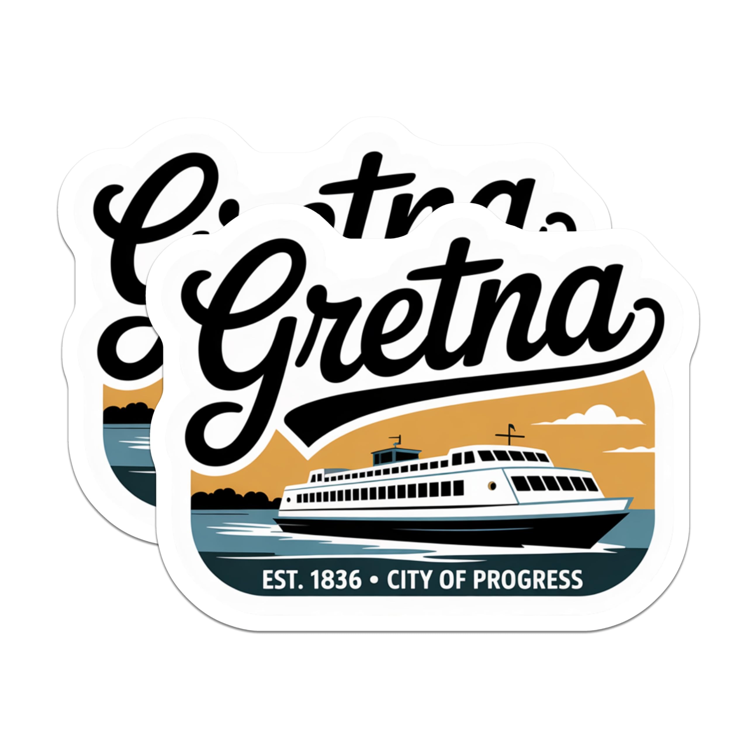 (2 Pack) Gretna Ferry Magnets - City of Progress - Louisiana Travel Souvenirs - 5" On Longest Side - Premium Magnet - for Cars, Refrigerators, Toolboxes, Lockers - Made in USA - MAG17202