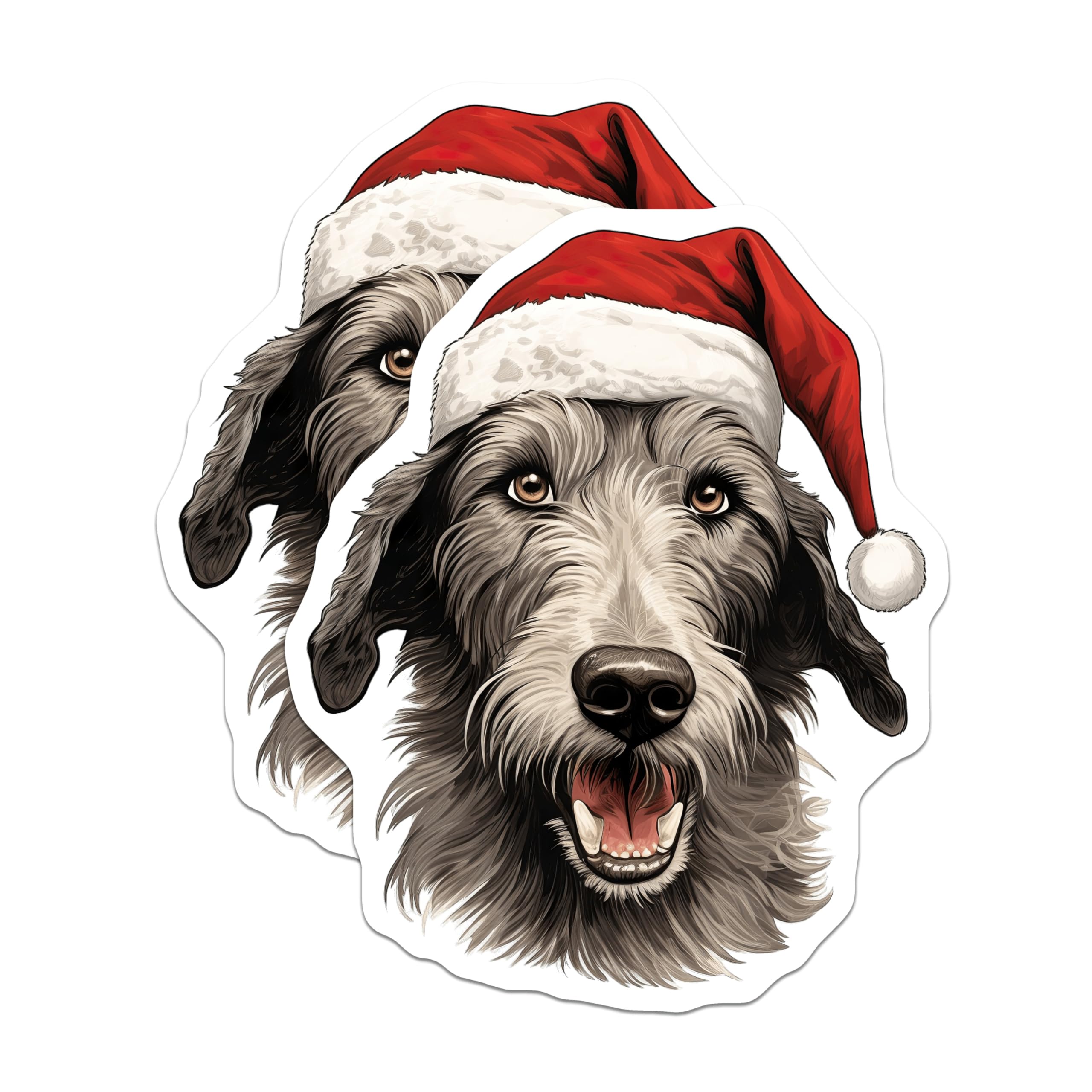 (2 Pack) Christmas Dog Magnets - Santa Hat Puppy Decor - Dog Mom Holiday Kitchen Accent - 5 Inches On Longest Side - Thick Durable Magnet - Made in USA - MAG28949