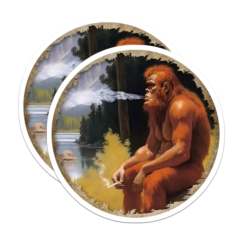 (2 Pack) Bigfoot Magnets - Smoking Sasquatch Decor - Funny Cryptid Humor Cabin Accessory - 5 Inches On Longest Side - Thick Durable Magnet - Made in USA - MAG30885