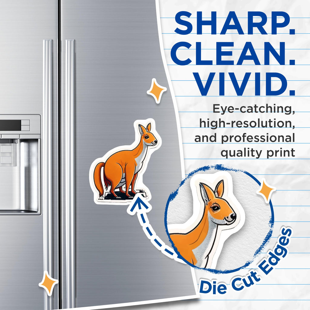 (2 Pack) Kangaroo Magnets - Iconic Australian Wildlife Refrigerator Decor - Adorable Marsupial Animal Art Souvenir - 5 Inches On Longest Side - Thick Durable Magnet - Made in USA - MAG23124