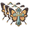 (3 Pack) Faith Cross Decals - Butterfly Wings Religious Decal - Laptop Decal - 3 Inches On Longest Side - Easy Peel & Apply - Made in USA - 3MCS7506