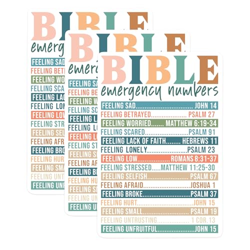 (3 Pack) Bible Emergency Numbers Decals - Christian Verses - Scripture Decals - 3 Inches On Longest Side - Easy Peel & Apply - Made in USA - 3MCS1034