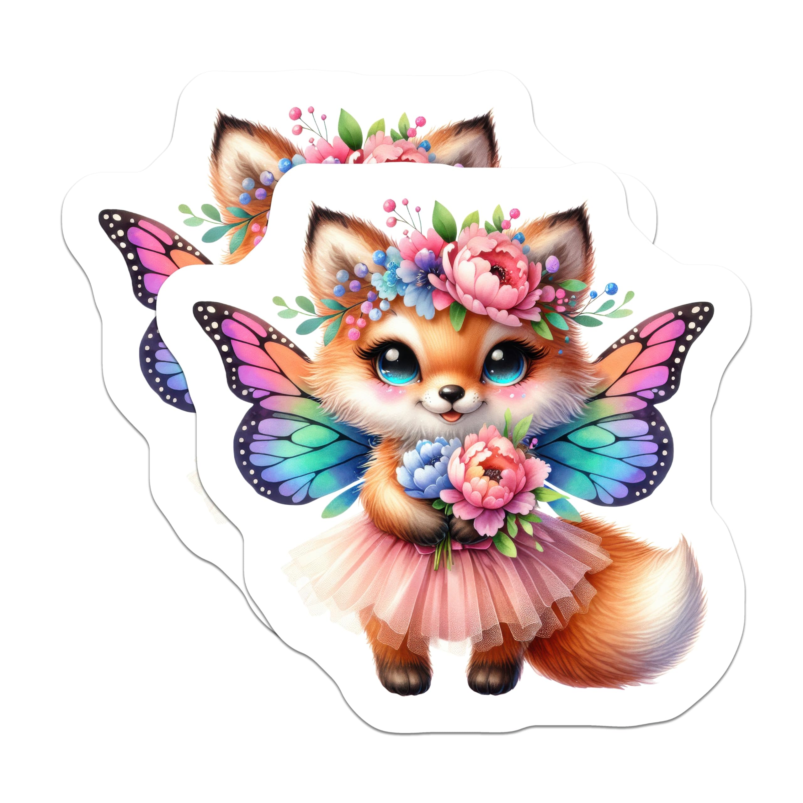 (2 Pack) Adorable Fox Fairy Magnets - Enchanting Woodland Creature Art - Sparkling Butterfly Wing Refrigerator Decor - 5 Inches On Longest Side - Thick Durable Magnet - Made in USA - MAG20988