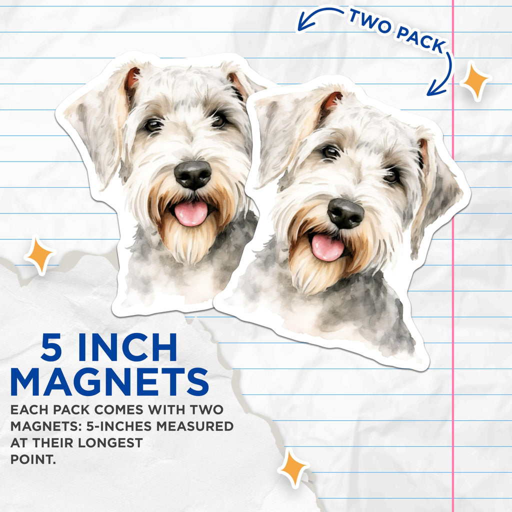 (2 Pack) Schnauzer Dog Magnets - Watercolor Pet Art - Cute Dog Fridge Decor - 5 Inches On Longest Side - Thick Durable Magnet - Made in USA - MAG25888