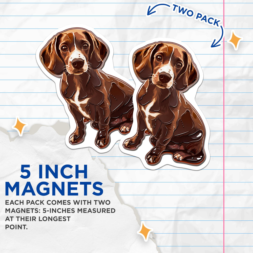 (2 Pack) Dachshund Dog Magnets - Cute Weenie Dog - Fridge Magnets - 5" On Longest Side - Premium Magnet - for Cars, Refrigerators, Toolboxes, Lockers - Made in USA - MAG16531