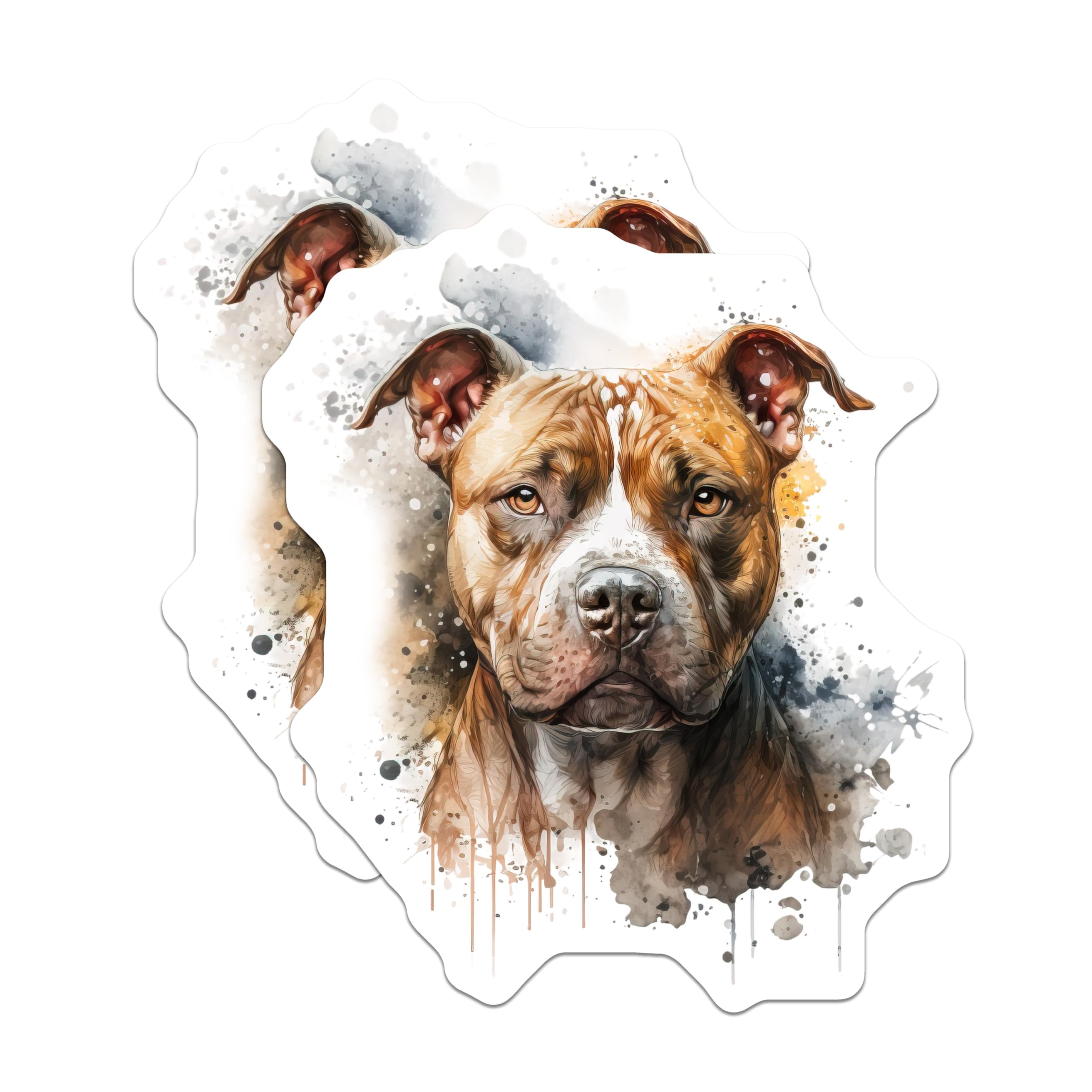 (2 Pack) Pit Bull Dog Magnets - Watercolor Art - Dog Lover Kitchen Decor - Pet Owner Fridge Magnets - 5 Inches On Longest Side - Thick Durable Magnet - Made in USA - MAG29795