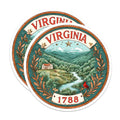 (2 Pack) Virginia State Seal Magnets - Cardinal Bird Scene - 1788 Landmark Accent - 5" On Longest Side - Premium Magnet - for Cars, Refrigerators, Toolboxes, Lockers - Made in USA - MAG15948