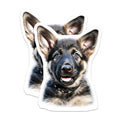 (2 Pack) German Shepherd Puppy Magnets - Cute Dog Lover Pet Parent - Fridge Locker Decor for Pet Owners - 5 Inches On Longest Side - Thick Durable Magnet - Made in USA - MAG25282