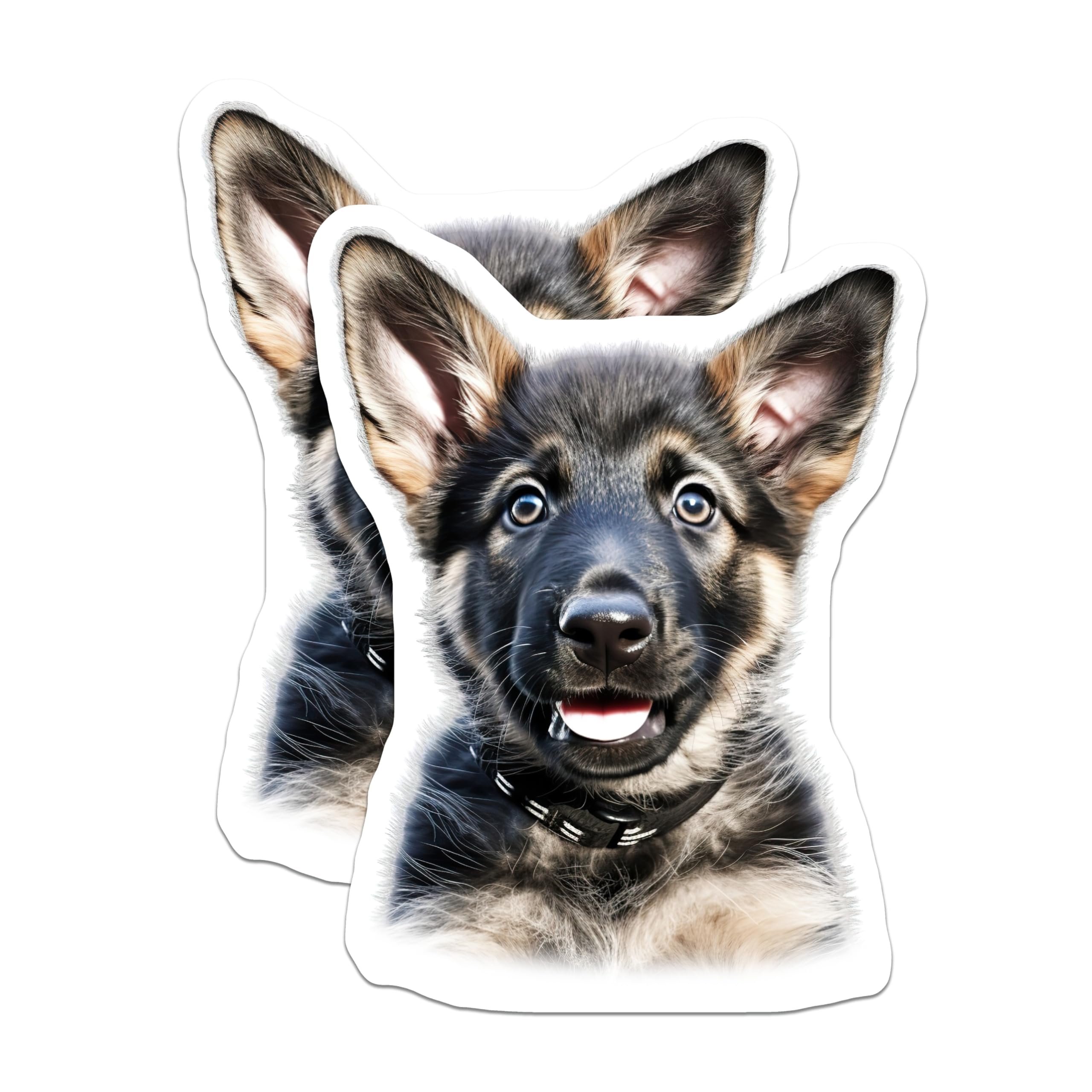 (2 Pack) German Shepherd Puppy Magnets - Cute Dog Lover Pet Parent - Fridge Locker Decor for Pet Owners - 5 Inches On Longest Side - Thick Durable Magnet - Made in USA - MAG25282