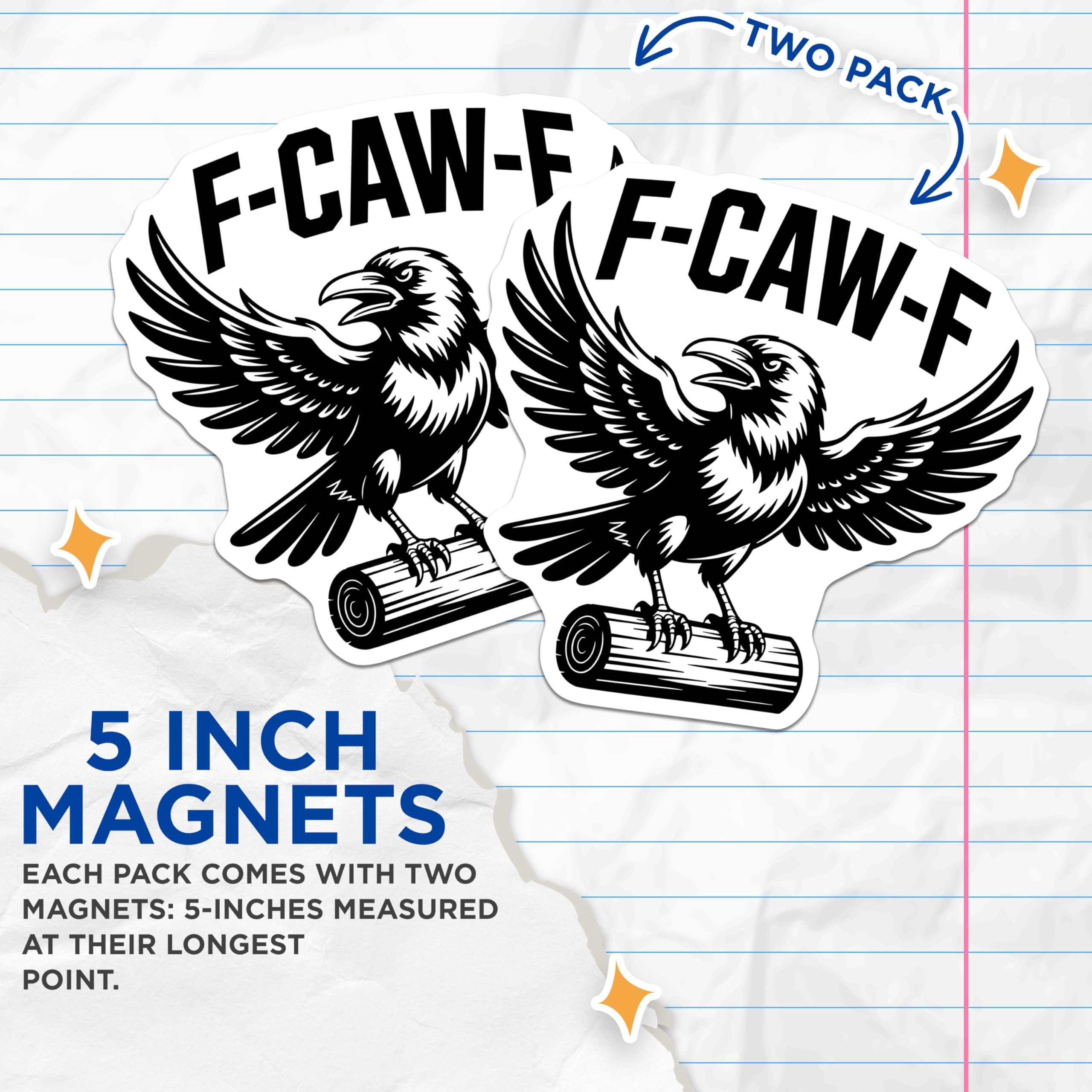 (2 Pack) Raven Magnets - Angry Bird - F-CAW-F Symbol - 5" On Longest Side - Premium Magnet - for Cars, Refrigerators, Toolboxes, Lockers - Made in USA - MAG15178