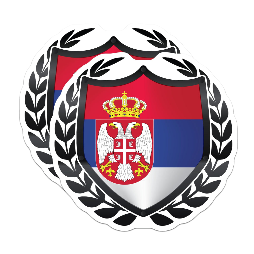 (2 Pack) Serbian Coat of Arms Magnets - Serbia National Flag Emblem - Double Headed Eagle Refrigerator Decor - 5 Inches On Longest Side - Thick Durable Magnet - Made in USA - MAG19423