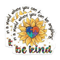 (2 Pack) Be Kind Magnets - Inspirational Sunflower - Autism Awareness - Motivational - Positive Message - 5" On Longest Side - for Cars, Fridges, Toolboxes - Made in USA - MAG4158