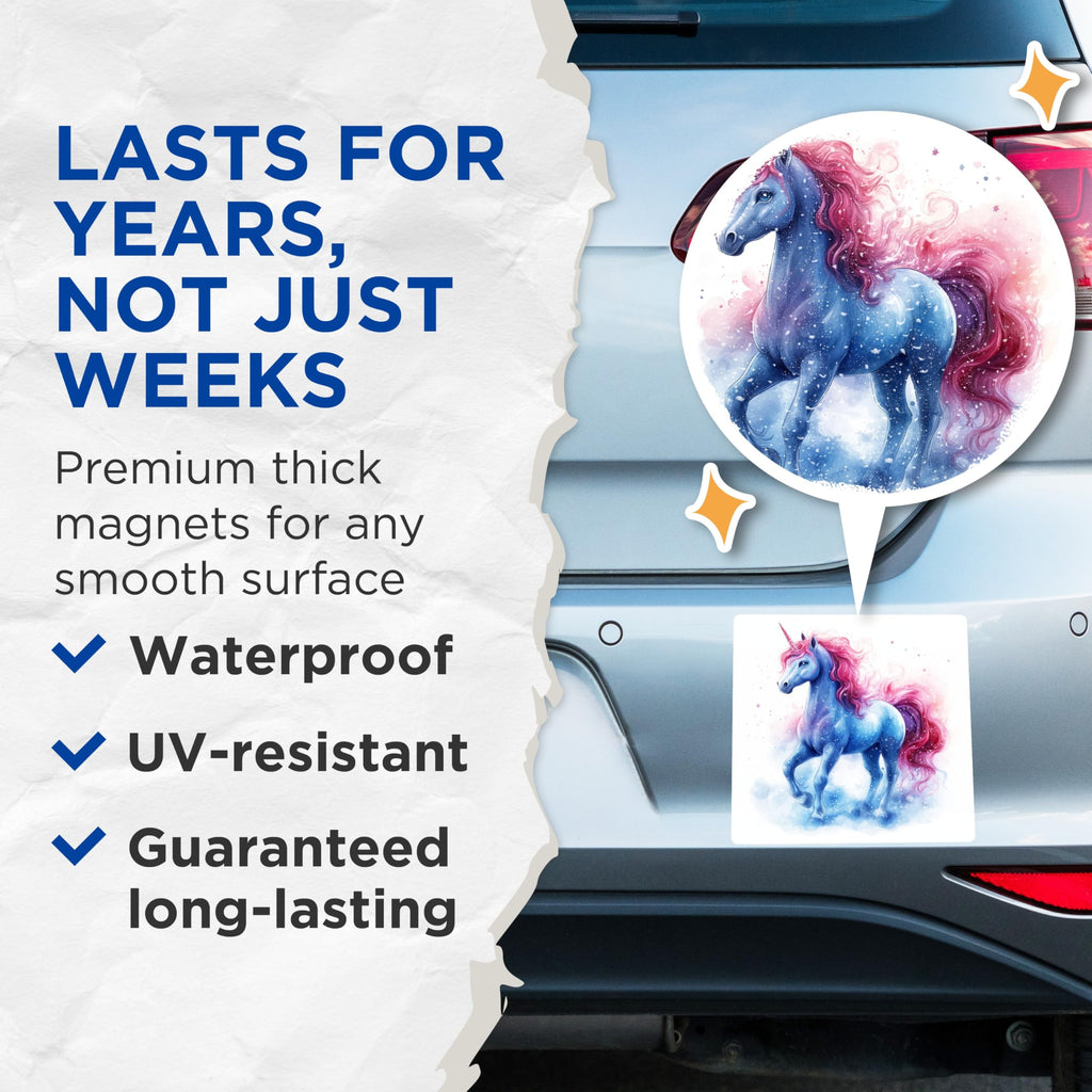 (2 Pack) Celestial Unicorn Magnets - Starry Fantasy Decor - Whimsical Mythical Art - 5 Inches On Longest Side - Thick Durable Magnet - Made in USA - MAG27117