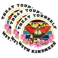 (3 Pack) Butterfly Decals - Treat Yourself - Kind Quote - Laptop Decal - 3 Inches On Longest Side - Easy Peel & Apply - Made in USA - 3MCS4471