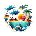 (2 Pack) Tropical Sunset Magnets Magnets - Beach Scene - Ocean Waves - 5" On Longest Side - Made in USA - Sticks to Refrigerators & Metal Surfaces - MAG9268