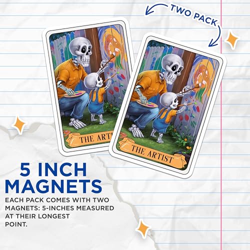 (2 Pack) Skeleton Artist Magnets - Halloween Art - Spooky Skeleton Art Magnets - 5" On Longest Side - for Cars, Fridges, Toolboxes - Made in USA - MAG4442