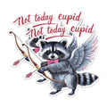 (2 Pack) Not Today Cupid Raccoon Stickers - Funny Anti Valentines Stickers - Cute Animal Stickers - 5" On Longest Side - Sticks to Any Smooth Flat Surface - Made in USA - BMCS3017