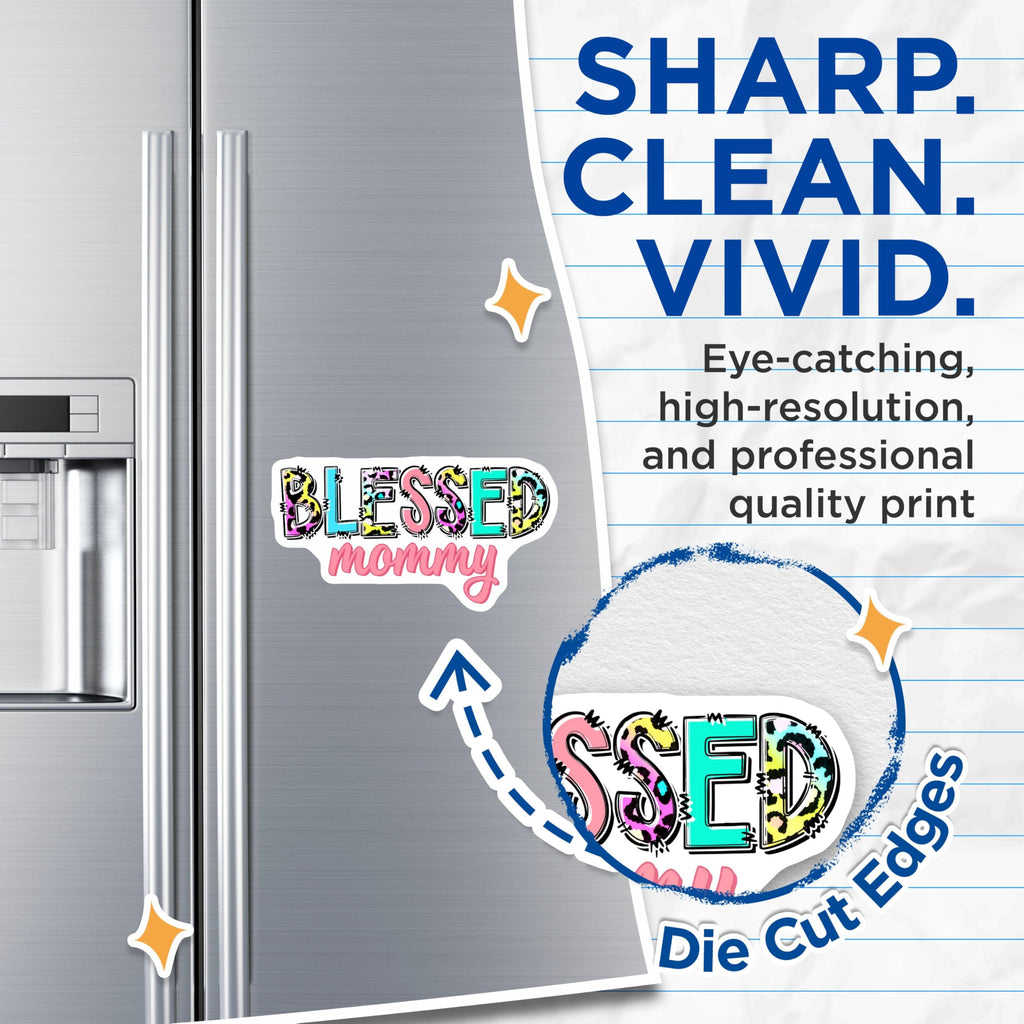 (2 Pack) Blessed Mommy Magnets - Mother's Day Fridge Decor - 5" On Longest Side - for Cars, Fridges, Toolboxes - Made in USA - MAG7707