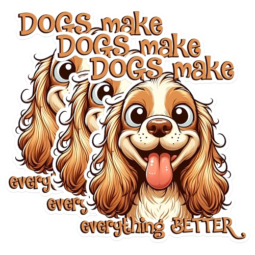 (3 Pack) Cavalier Spaniel Decals - Dog Lover Decor - Happy Dog Face - 3 Inches On Longest Side - Easy Peel & Apply - Made in USA - 3MCS1608