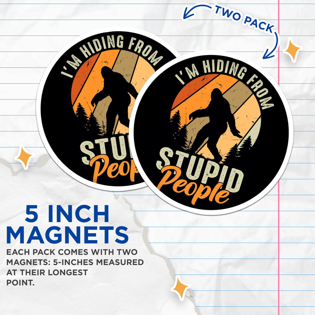 (2 Pack) Bigfoot Hiding Magnets - Funny Sasquatch Refrigerator Magnets - Sarcastic Introvert Office Decor - 5 Inches On Longest Side - Thick Durable Magnet - Made in USA - MAG25519