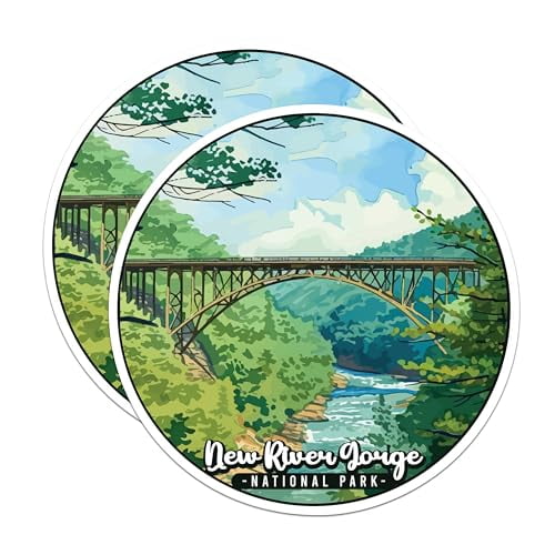 (2 Pack) New River Gorge National Park Bumper Magnet - US National Park - Choose from 63 Parks - 5" On Longest Side - Decal for Car Bumper, Laptop, Water Bottle, Wall, and Window - MAG1618