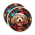 (2 Pack) Poodle Christmas Magnets - Stained Glass Dog Art - Holiday Kitchen Fridge Accent - Pet Lover Accessory - 5 Inches On Longest Side - Thick Durable Magnet - Made in USA - MAG28253