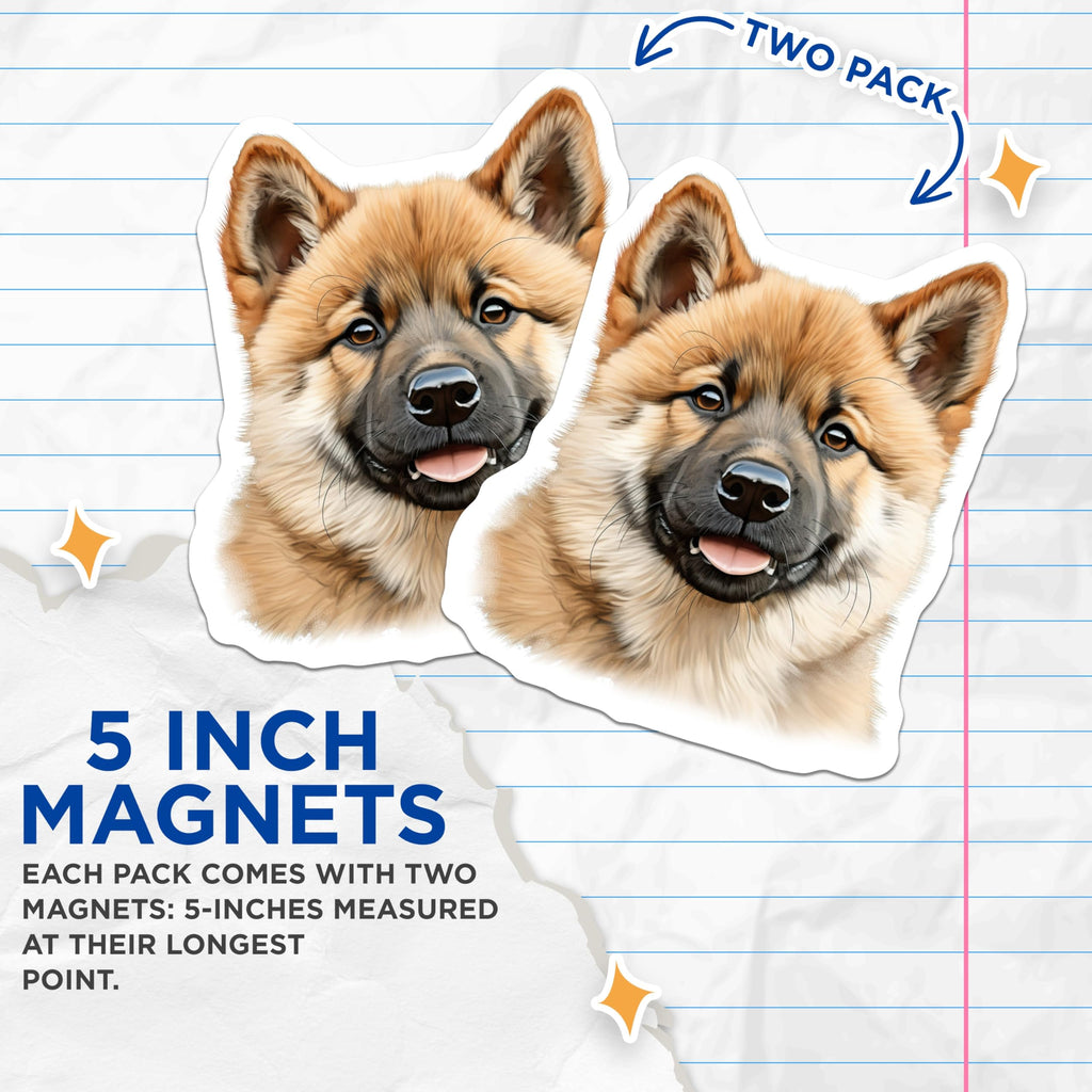 (2 Pack) Smiling Shiba Inu Magnets - Cute Pet Lover Decor - Dog Owner Refrigerator Accent - 5 Inches On Longest Side - Thick Durable Magnet - Made in USA - MAG29811
