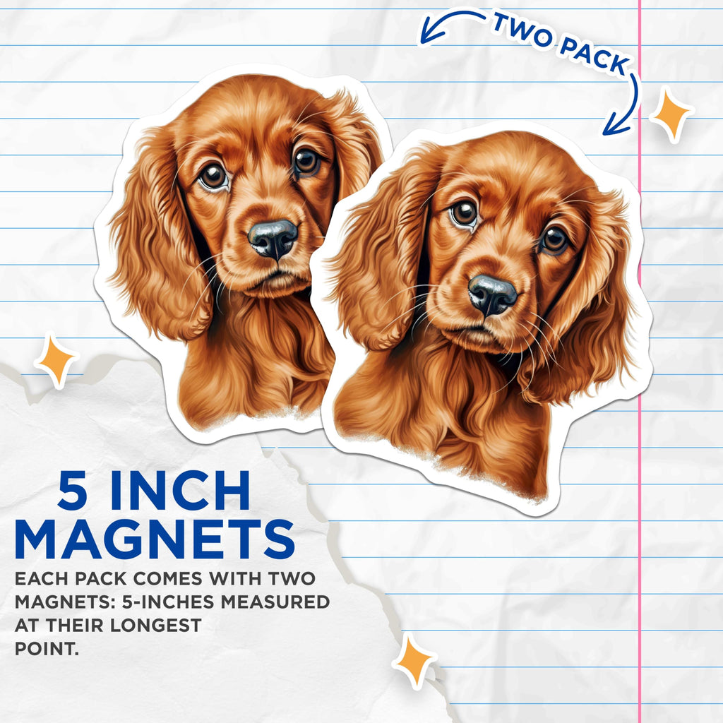 (2 Pack) Cocker Spaniel Puppy Magnets - Dog Lover Refrigerator Decor - Pet Owner Kitchen Accessory - 5 Inches On Longest Side - Thick Durable Magnet - Made in USA - MAG26755
