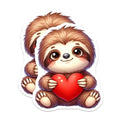 (2 Pack) Cute Sloth Heart Stickers - Animal Love Stickers - Adorable Sloth Illustration Stickers - 5" On Longest Side - Sticks to Smooth Flat Surfaces - Made in USA - BMCS3647
