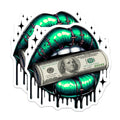(2 Pack) Money Lips Stickers - Modern Lip Art Design - Trendy Aesthetic Stickers - 5" On Longest Side - Sticks to Smooth Flat Surfaces - Made in USA - BMCS4564