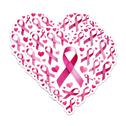 (2 Pack) Awareness Ribbon Heart Magnets - Breast Cancer Support Magnets - Pink Ribbon Magnets- 5" On Longest Side - for Fridges, Toolboxes, Cars - Made in USA - MAG2869