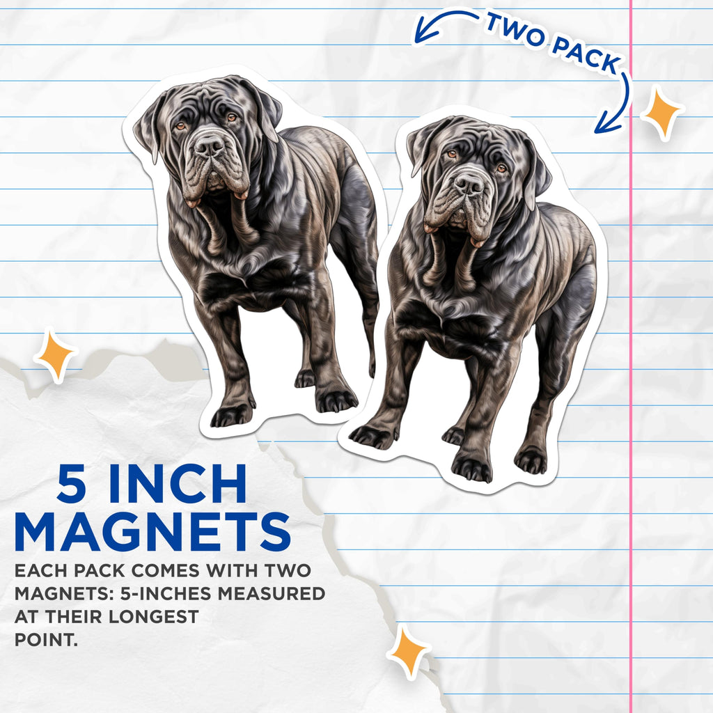 (2 Pack) Neapolitan Mastiff Magnets - Dog Breed Lover - Pet Owner Present for Fridge Car Office - 5 Inches On Longest Side - Thick Durable Magnet - Made in USA - MAG30337