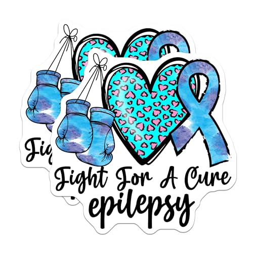 (2 Pack) Fight for a Cure Epilepsy Stickers - Awareness Stickers for Epilepsy - Support Stickers for Epilepsy Research - 5" On Longest Side - Sticks to Smooth Flat Surfaces - Made in USA - BMCS4292