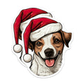 (2 Pack) Christmas Dog Magnets - Jack Russell Santa Hat Holiday Pet Decor - Festive Refrigerator Animal Lover Magnets - 5 Inches On Longest Side - Thick Durable Magnet - Made in USA - MAG27767