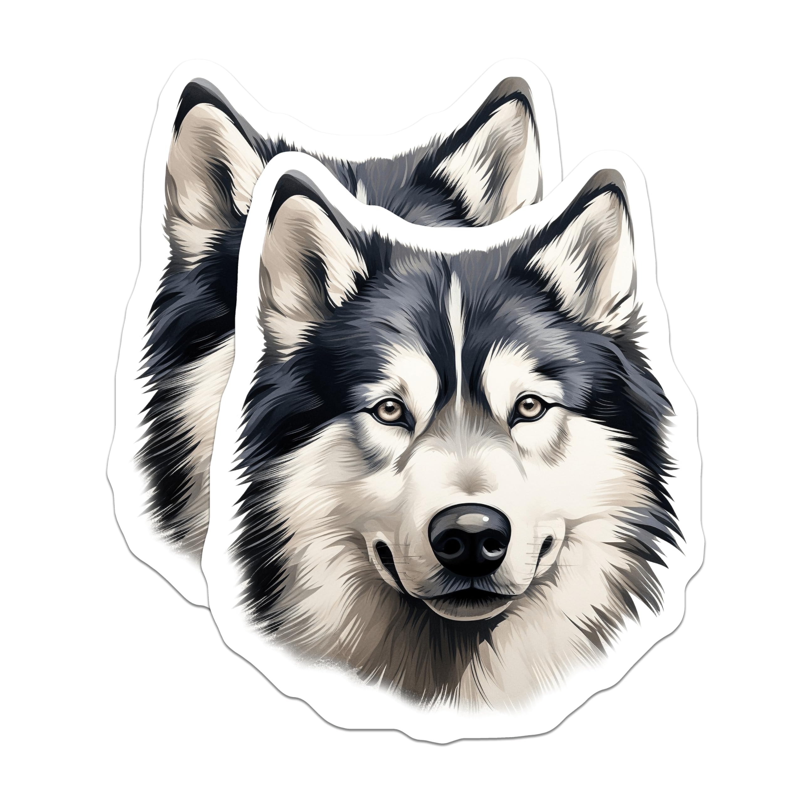(2 Pack) Husky Magnets - Siberian Husky Decor - Dog Breed Art - Pet Lover Fridge Magnet - 5 Inches On Longest Side - Thick Durable Magnet - Made in USA - MAG27809