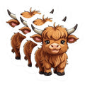 (3 Pack) Highland Cow Decals - Cute Animal - Laptop Decals - 3 Inches On Longest Side - Easy Peel & Apply - Made in USA - 3MCS1053