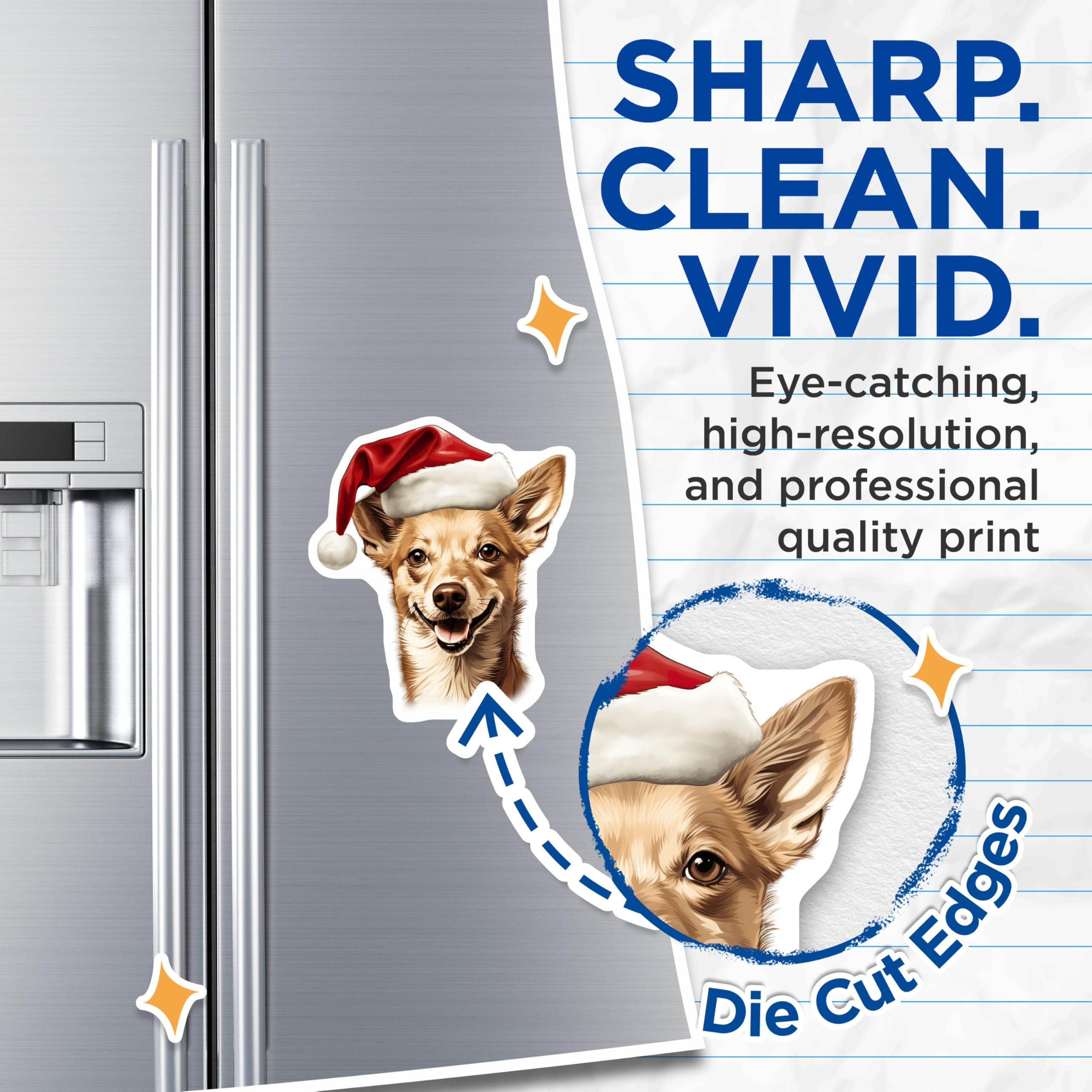 (2 Pack) Smiling Chihuahua Dog Magnets - Santa Hat Christmas Decor - Merry Holiday Pet Art - Festive Refrigerator Accessories - 5 Inches On Longest Side - Thick Durable Magnet - Made in USA - MAG23579