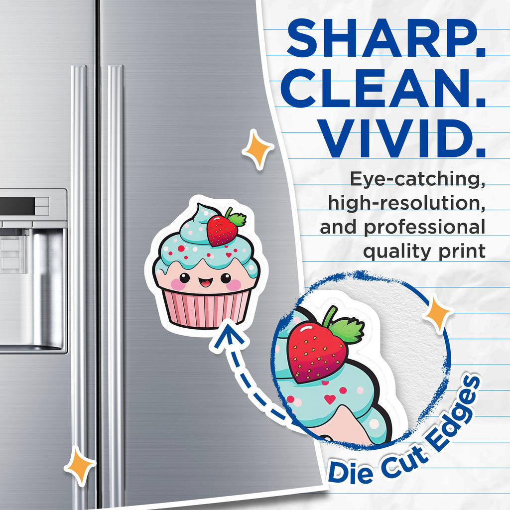 (2 Pack) Cute Cupcake Magnets - Kawaii Dessert Decor - Sweet Food Art Kitchen Fridge - Birthday Party Favor - 5 Inches On Longest Side - Thick Durable Magnet - Made in USA - MAG36603