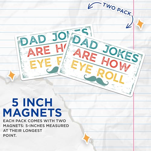 (2 Pack) Dad Jokes Magnets - Funny Dad Quotes Magnets - Humorous - 5" On Longest Side - for Cars, Refrigerators, Toolboxes, Lockers - Made in USA BMCS3413