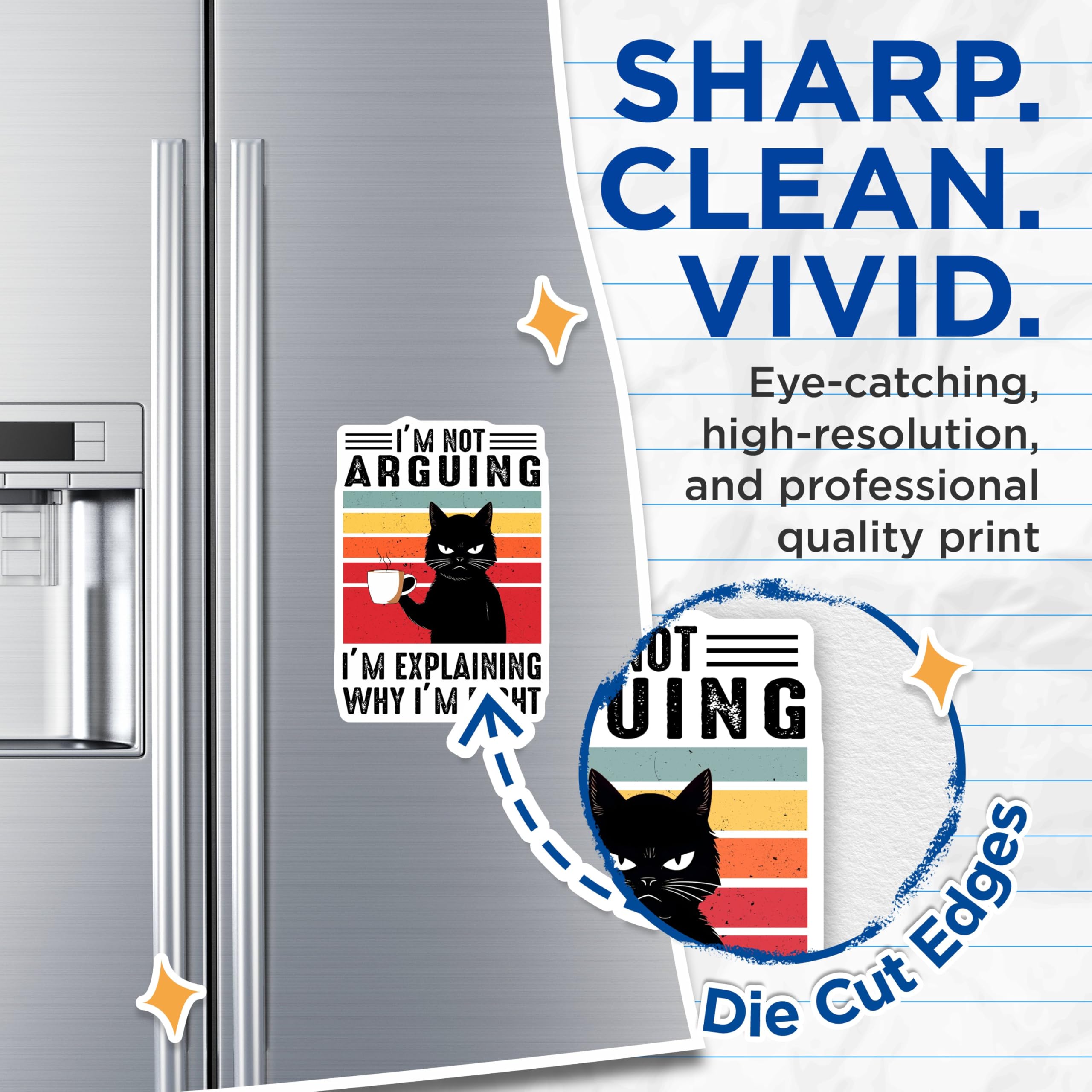 (2 Pack) I'm Not Arguing Magnets - Funny Cat - I'm Explaining Why I'm Right - Cat Lover - Humor Kitchen Decor - 5" On Longest Side - for Cars, Fridges, Toolboxes - Made in USA - MAG7831