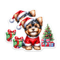 (2 Pack) Yorkshire Terrier Puppy Magnets - Adorable Christmas Santa Dog - Festive Holiday Pet Refrigerator Magnets - 5 Inches On Longest Side - Thick Durable Magnet - Made in USA - MAG24447
