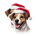 (2 Pack) Jack Russell Christmas Magnets - Santa Hat Dog Holiday Decor - Pet Lover Fridge Display - 5 Inches On Longest Side - Thick Durable Magnet - Made in USA - MAG29805